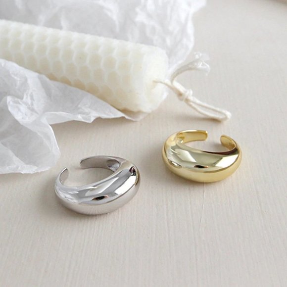 NEW Gold/Sterling Silver Curve Adjustable Ring - Picture 3 of 7